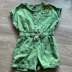 Old Navy Green Romper with Sunflower Detail